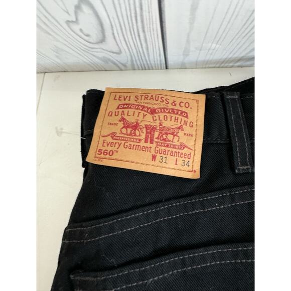 Y2K (2001) Levi’s 560  Black Grunge Relaxed Loose  Tapered Leg Jeans (Size 31) - Picture 2 of 9